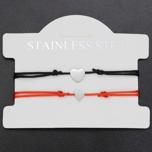 Simple Charm Bracelet Stainless Steel Hearts Adjustable Rope String Lucky Bracelet For Men Women Lovers Couples bead jewelry