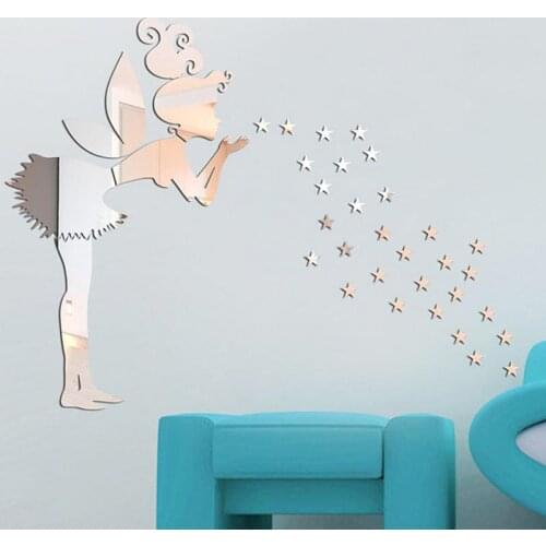 Drop Shipping Princess Crystal Mirror Wall Stickers 3d Wall Decor Cute Wall Stickers Art Decals Home Decoration Room Wall Art