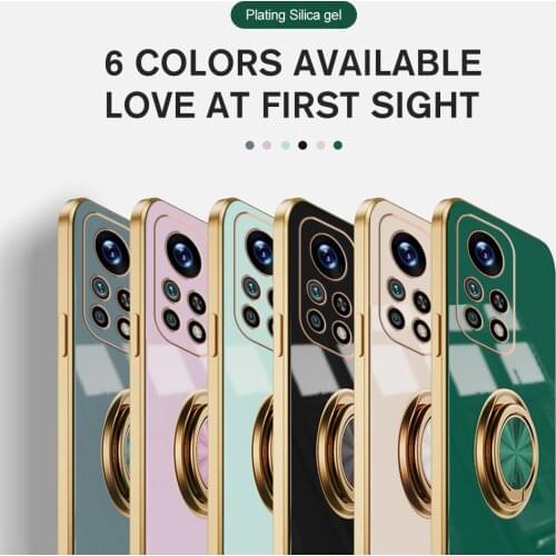 Luxury Plating Silicone Finger Ring Holder Case For Xiaomi Mi 10T Soft Cover Shell For Xaomi Mi11 11 11i 10 Lite Ultra Pro 4G 5G