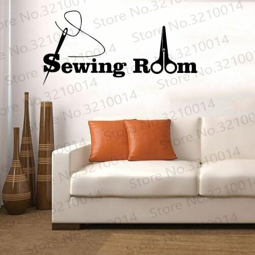 Sewing Room Needlework Wall Window Decal Sticker Sewing Dressmaker Seamstress Craft room Sign Scissors Vinyl Decor PW885