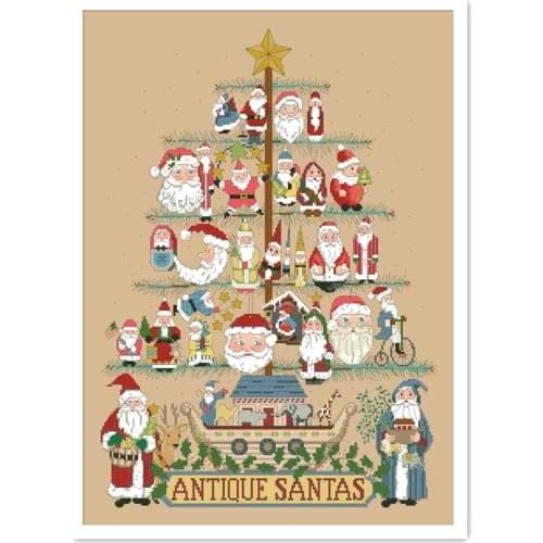 Santa Tree cross stitch package cartoon X-mas 18ct 14ct 11ct flaxen linen cotton thread embroidery DIY handmade needlework