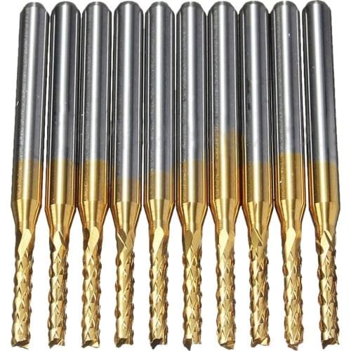 Top quality 10Pcs 2mm 1/8 inch Shank Engraving Bit Carbide End Mill CNC Cutter Tool