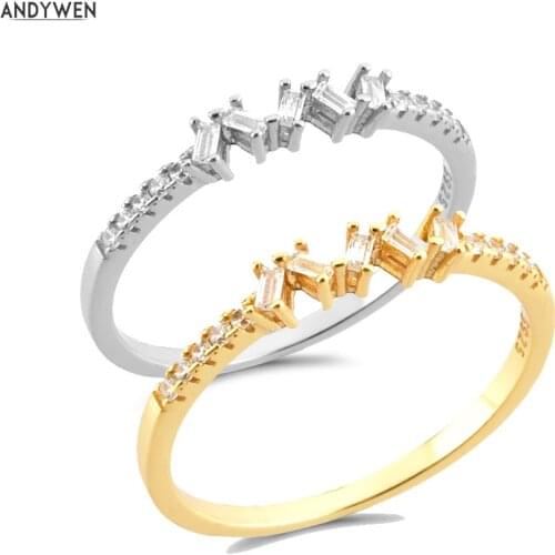 ANDYWEN 925 Sterling Silver Zircon Line Pave Ring Women Luxury Size Women Wedding Luxury European Rock Punk Fashion Jewelry