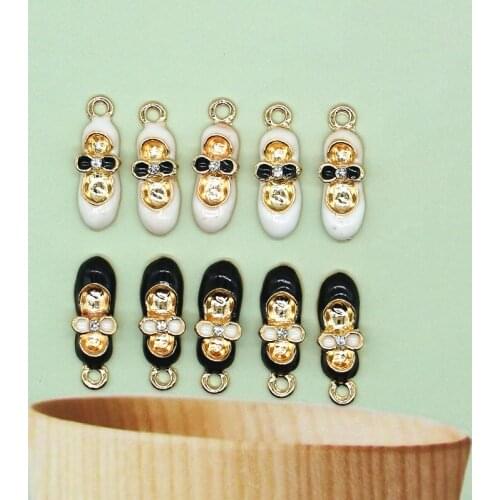 10pcs/lot 17*22mm Gold Color Shoes Enamel Charms for bracelet Necklace DIY Fashion Jewelry Finding XL964
