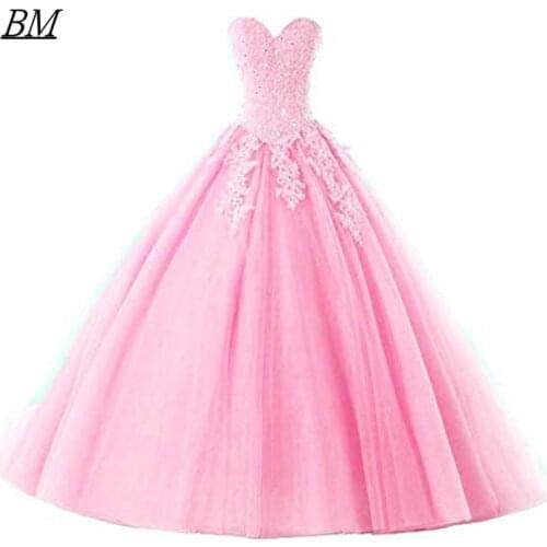 2021 Elegant Sweetheart Quinceanera Dresses Ball Gown Appliques Beading Tulle Sweet 16 Prom Party Gown Vestido 15 Anos BM735