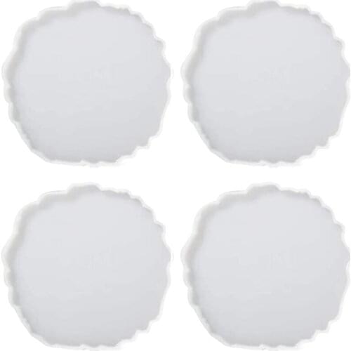 4 Pcs Agate Geometry Coaster Epoxy Resin Mold Cup Mat Mug Pad Silicone Mould DIY Crafts Jewelry Faux Agate Slices Home 2021