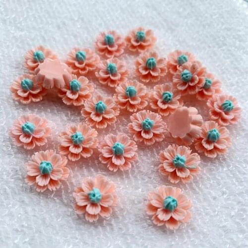 New 50PCS 12*13mm Resin Cute Pink Flower Flatback Stone Child Scrapbook Buttons Crafts DIY Resin Ornaments -B524