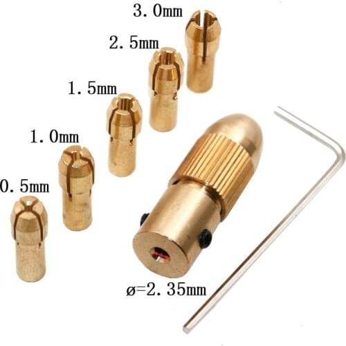 7pcs Copper 0.5-3mm Electric Drill Bit Collet Mini Twist Drill Tool Chuck Set Go For ABS Board Aluminium Sheet Paperboard Dril
