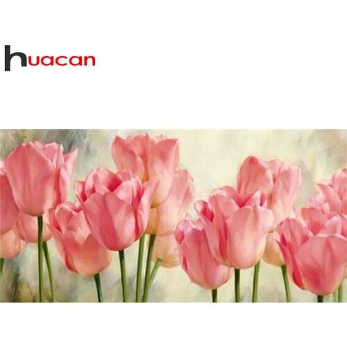 Huacan 5D Diamond Painting New Arrivals Tulip Diamond Mosaic Embroidery Flower Paintings For Interior Decoration For Home