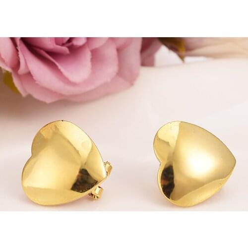 Bangrui Ethiopian/Eritrea/Nigeria/Kenya /Ghana African love heart earrings Gold Color clip earrings For Women girls Wholesale