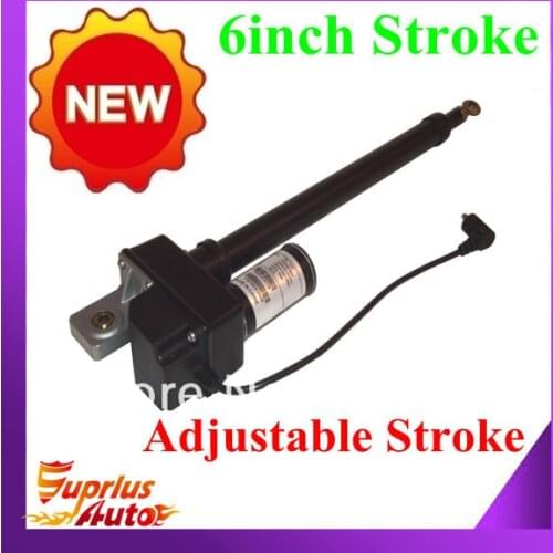 Free Shipping 6" Linear Actuator 225lb Adjustable Stroke 12-Volt DC w/Built In Limit Switches