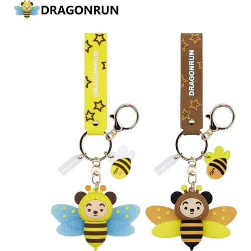 Free Shipping Hot Selling Original Cartoon Bee Keychain Female Cute Creative Car Pendant Couple Style Children Christmas Gift