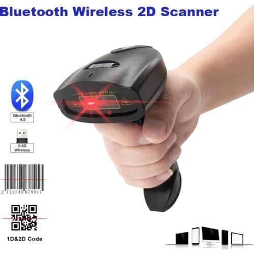 Bluetooth 1D/2D Barcode Reader QR-code PDF417 2.4G Wireless/Wired Handheld Barcode Scanner USB Support for IOS Android IPAD
