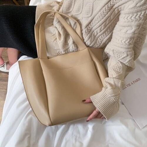 Large PU Leather Branded Handbag Solid Color Branded Bags 2020 Shoulder Handbags Female Travel Totes Lady Designer Hand Bag