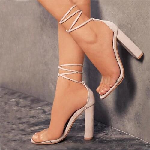 Women Sexy High Heels Sandals Female Ankle Strap Gladiator Sandals 2020 Summer Lady Transparent Straps Party Shoes Big Size 43