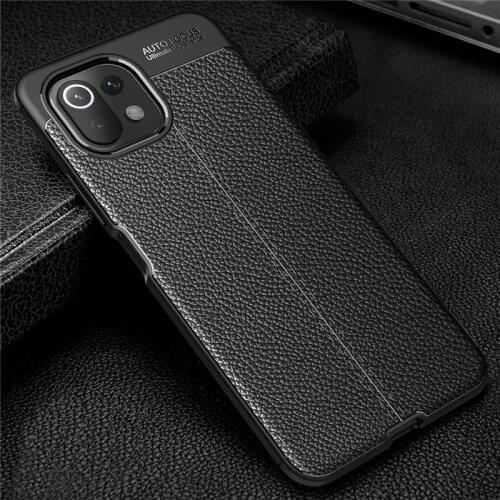 For Xiaomi 11 Lite Phone Case Cover Leather Case TPU Silicone Litchi Pattern Bumper Soft Protect Luxury For Mi 11 Lite Cover