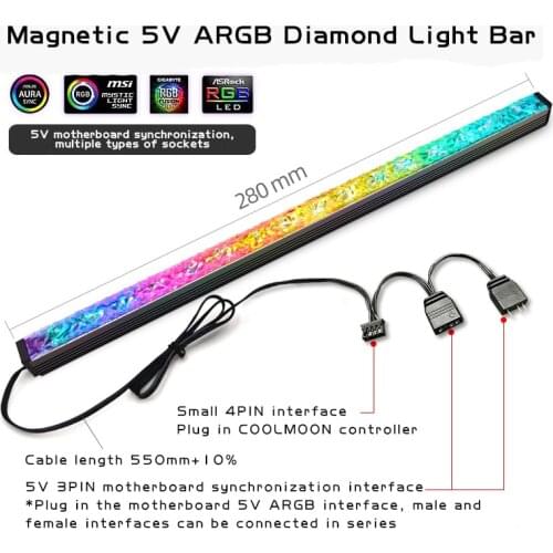 COOLMOON Diamond Light Bar RGB Chassis Decorative Light Bar LED Symphony AURA Motherboard God Light Synchronized Hard Light Bar