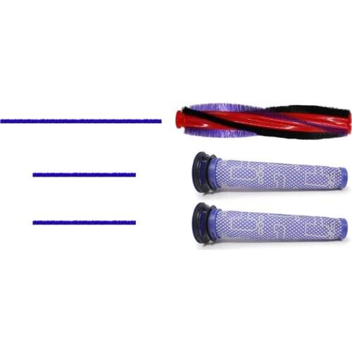 HEPA Filter Main Roller Brush for Dyson V6 DC59 DC62 SV03 with 3Pcs Soft Plush Strips for Dyson V6 V7 V8 V10 V11