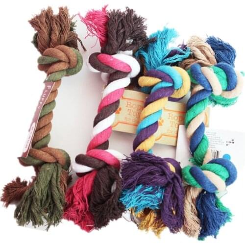 Cotton Braided Bone Rope Toy For Dog Pet Teddy Yorkie Puppy Chew Knot Toy Large Dog Toys 15cm Training Supplies Color at Random