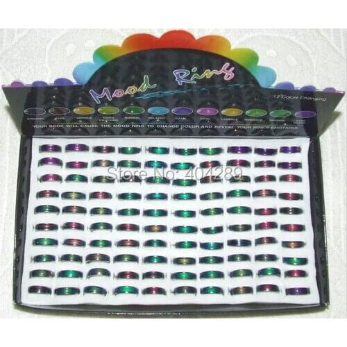 AMAZING! Wholesale 100pcs CHANGING COLOR MAGIC EMOTION FEELING MOOD RING For Men and Women