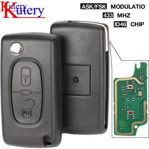 KUTERY 10X 434Mhz ASK/FSK 2 Buttons Flip Folding Key for Citroen C2 C3 C4 C5 C6 Xsara