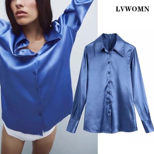 LVWOMN Womens Satin Shirts