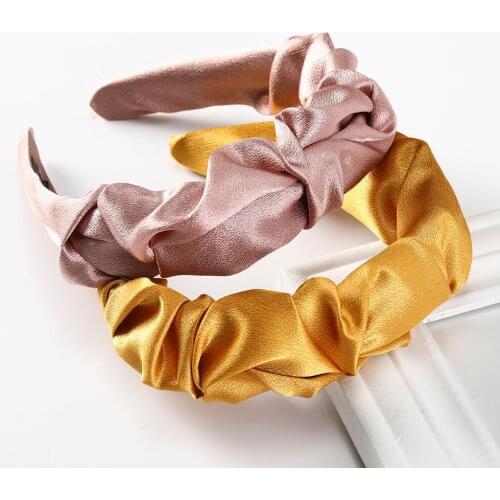 Haimeikang Fashion Pleated Headband Women Solid Color Head Hoop Hairband Headbands Shiny Bezel New Turban Hair Accessories