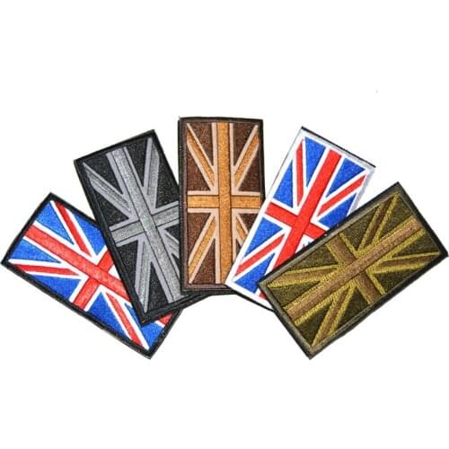 United Kingdom National Flag Badge Embroidery Velcro Patch Armband Patriot Tactical Morale Clothing Hat Packaging Patch for Cap