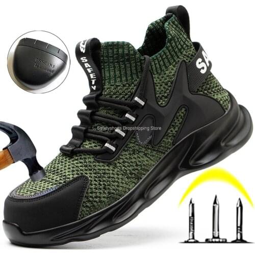 Indestructible New Safety Shoes Men Sock Boots Steel Toe Cap Kevlar Midsole Puncture-Proof Work Safety Boots Male Working Shoes