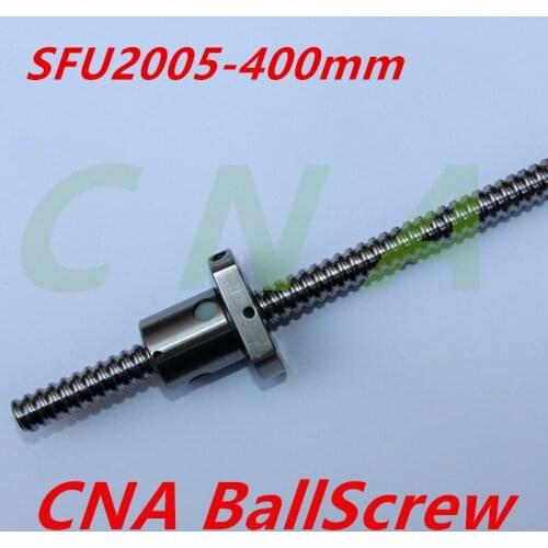 NEW 20mm SFU2005 400mm Ball Screw Rolled ballscrew SFU2005 400mm with single 2005 flange ballnut for CNC part