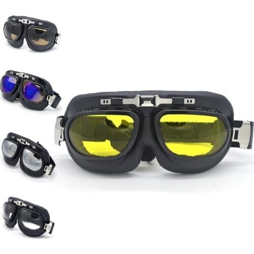 Motocross Goggles Helmet Pilot Scooter Retro Moto Outdoor Dirt Bike Riding Sunglasses Retro Motorcycle Glasses Vintage Off-Road