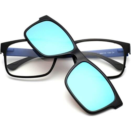 2019 TR90 Glasses Frames Glasses Men Women Spectacles Frame Polarized Magnetic Clip on Optical Eyeglasses Frame Dual Usage