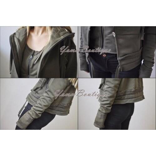 Original Design / Asymmetric Raw Cut Gotham City Seam Detail Sweatshirt Hoodie / 2 pcs / Zipped Side Pockets