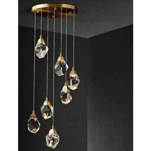 Pendant Lights Bedroom Led Full Brass Crystal Nordic Lamp Luminaire Suspension Decoration Salon Hanging Lamp 220V
