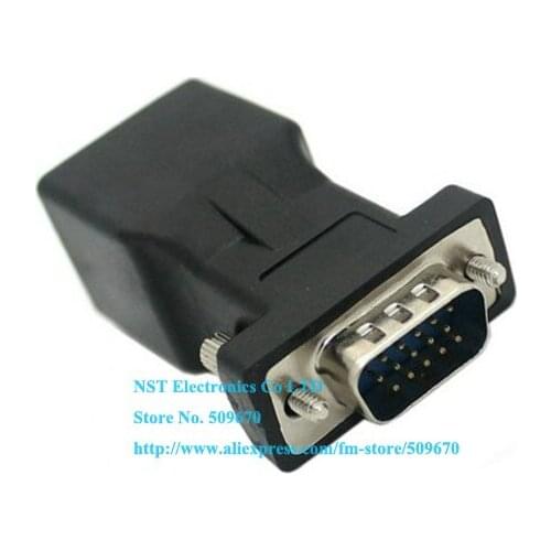 Extender VGA RGB HDB 15Pin Male to LAN CAT5 CAT6 RJ45 Female Network Cable Adapter/Free Shipping/2PCS