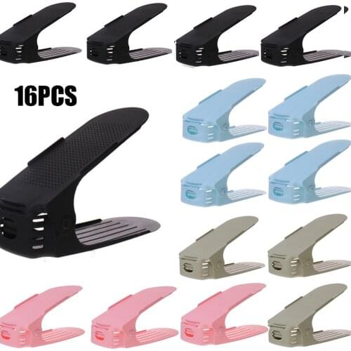 4/8/10/12pcs Adjustable Shoe Organizer Modern Double Shoe Rack Storage Space Saver Shoes Organizers Stand Shelf for Living Room