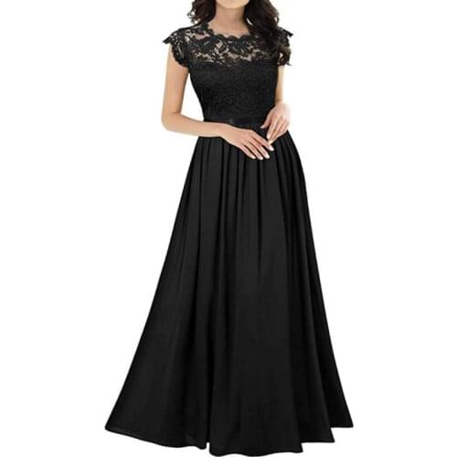 Sexy Hollow Lace Chiffon Short-sleeved Female Dress Party Dress Wedding Dress