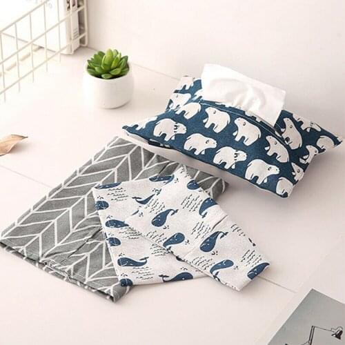 Cute Cartoon Tissue Case Box Container Cotton Linen Home Car Towel Napkin Papers Bag Holder Toilet Tissue Cover Bags Decoration