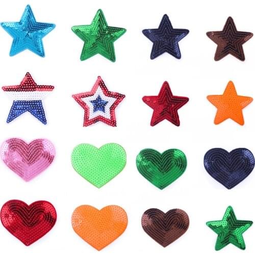 Colorful Star Sequins Patch Iron On Patches For Clothing Patches For Clothes Appliques Stripes Stickers DIY