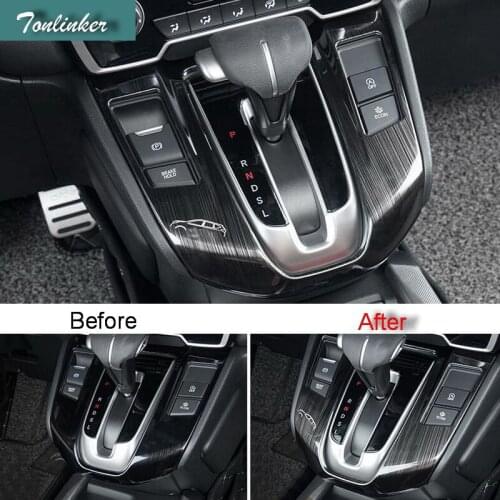 Tonlinker Cover Case Stickers for Honda CRV 2017 Car Styling 1 PCS Stainless steel/ABS Gear position decoration cover sticker