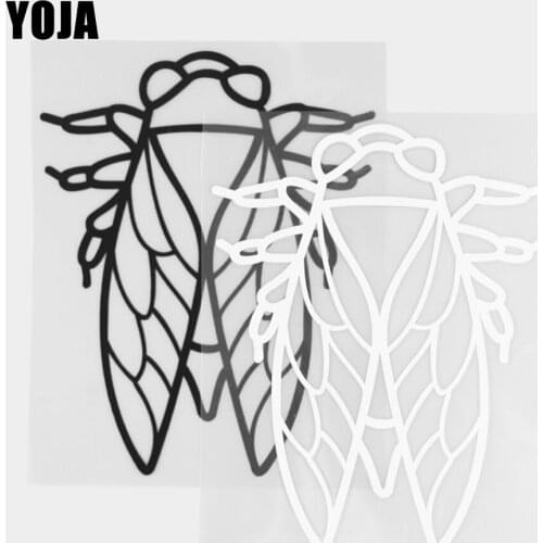 YOJA 13.1×16.5CM Beautiful Cicada Cartoon Animals Vinyl Decal Car Stickers Black/Silver 19C-0389