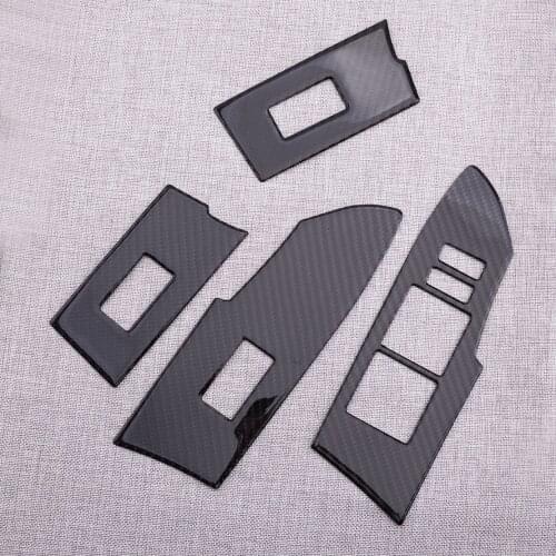 1 Set Car Carbon Fiber Black Window Lifting Switch Panel Trims Covers Fit for Toyota Corolla 2018 2017 2016 2015 2014 LHD