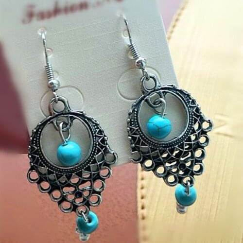 1Pair Retro Fashion Ethnic Womens Girls Dangle Earring for womenTurquoise Bohemian Style Fringed Drops jewelry wholesale