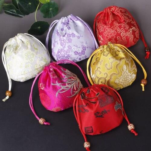 1pc/lot 10x10cm Fashion Gift Bag Jewelry Packaging Bags Wedding Gift Decor Handmade Brocade Silk Embroidery Drawstring Gift Bag