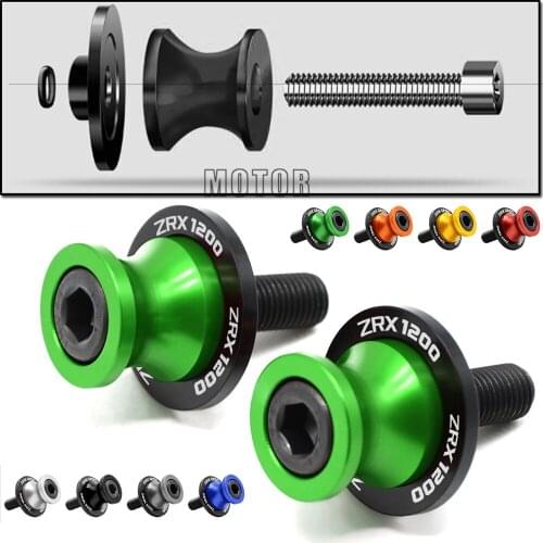 10MM Motorcycles Swingarm Protector Sliders Spools For Kawasaki ZRX1200 ZRX1200R 2001-2005 ZRX 1200 R 1200R Stand Screws Slider