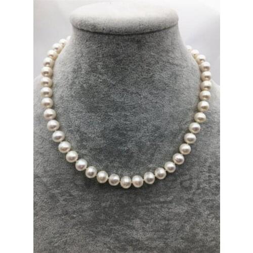100% Real Pearl Jewelry ,AA 8.5-9mm Near Round,White Freshwater Pearl Necklace,Women Wedding ,Love,Mothers Day Gift