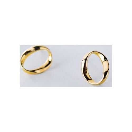 8mm*9mm 100% Real. 925 Sterling Silver Jewelry White/ Gold Swirl Twist O Oval Geometric Stud Earrings C-G1562