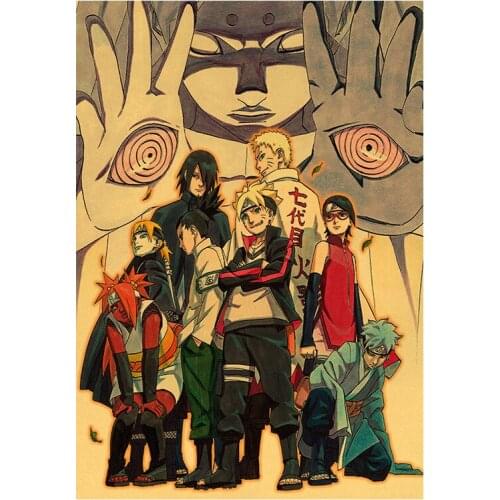 Anime ninja Seven Generations ninja Uchiha Sasuke Creative Retro Kraft Paper Poster Home Children Nostalgic Decor Wall Sticker