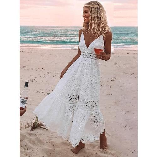 BerryGo White Summer Dresses