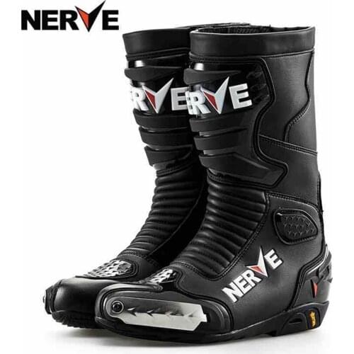 Free shipping 1pair Mens Cowhide Leather High Fiber Pro Sport Bike Racing Motocross Motorcycle Boots